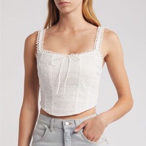 All in Favor Embroidered Cotton Eyelet Camisole